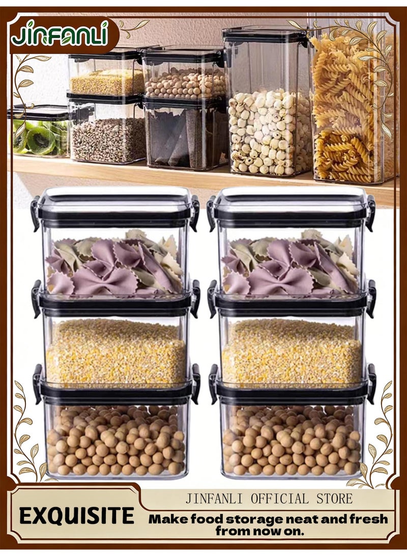 JINFANLI Airtight Food Storage Containers with Locking Lids, Cereal and Dry Goods Storage Jars, Kitchen and Pantry Organizer Jars for Cereal, Coffee, Rice, Flour and Sugar (460ml/Set of 6) - Image 1